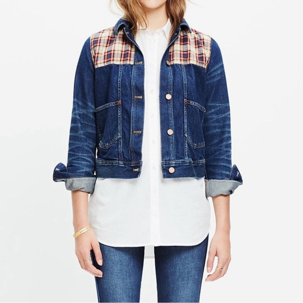 Madewell Plaid Trucker Jean Jacket